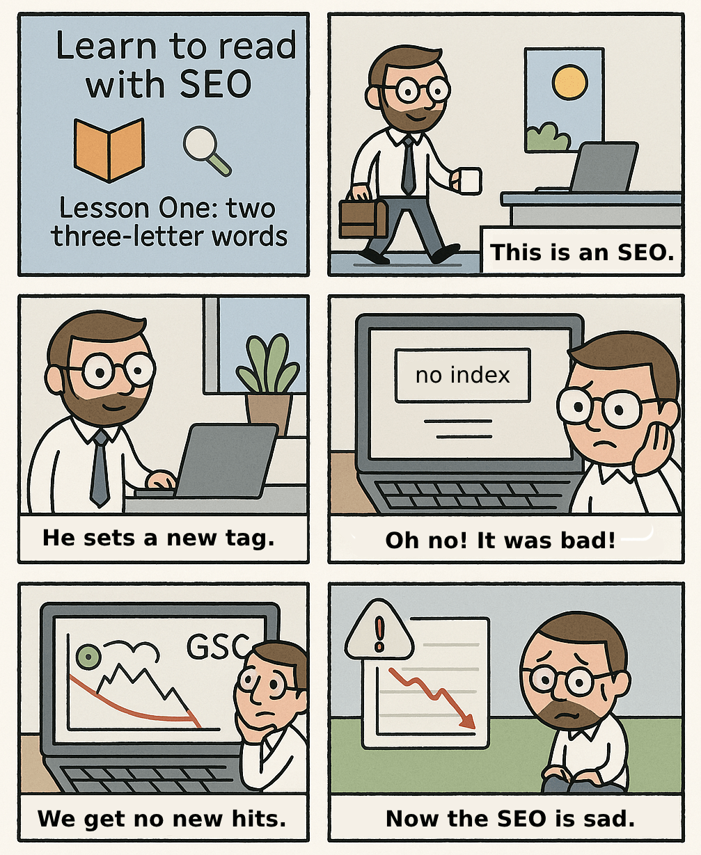 Learn to Read with SEO comic SEO comic created by ChatGPT 08.06.2025 12:00 CET