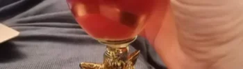 a hand holding a glass of rose wine